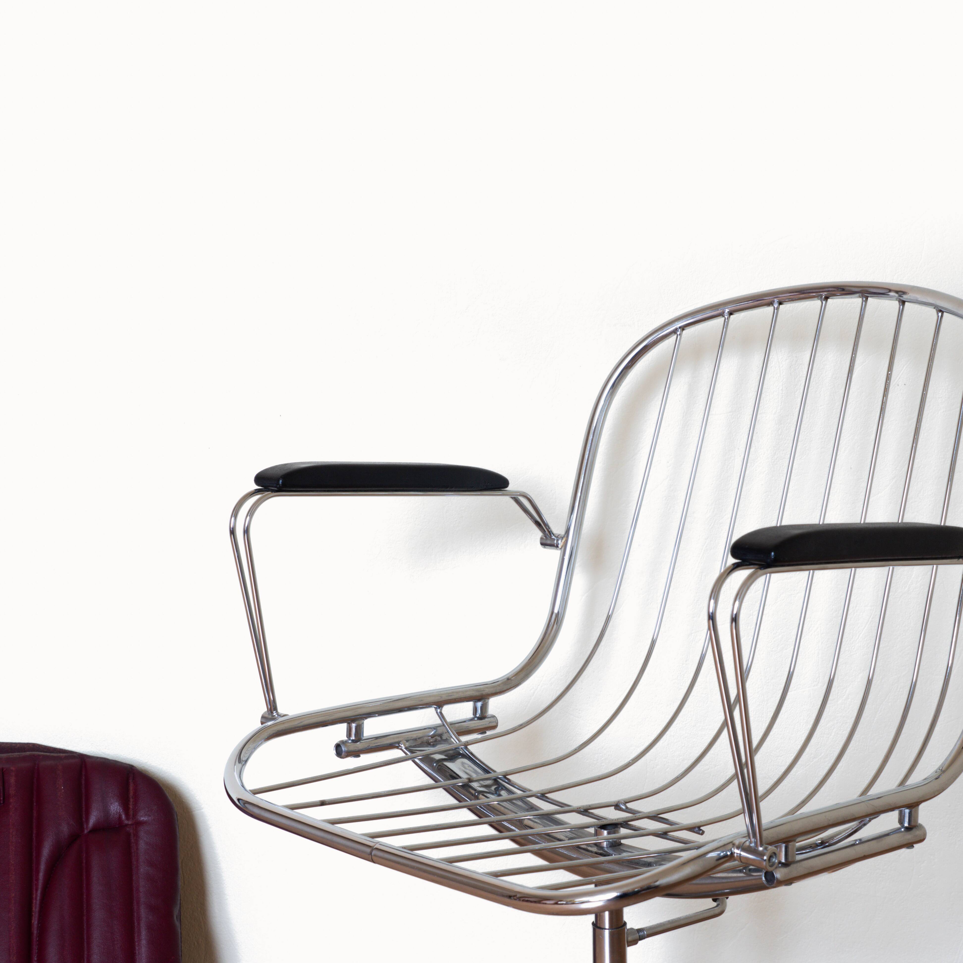 Dark red leather hairdresser's chair