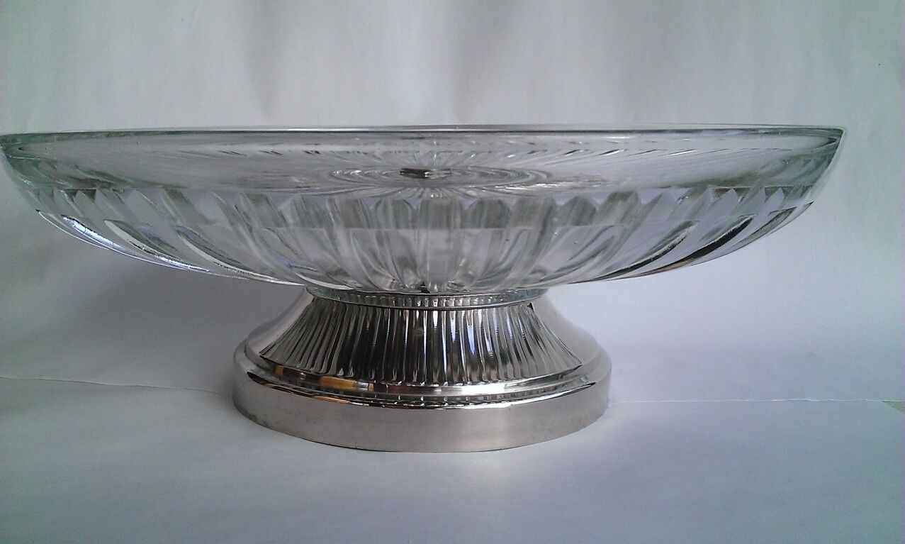 Glass Art Deco bowl with metal base