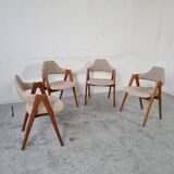 4 teak Compass chairs by Kai Kristiansen for SVA Møbler, 1960s