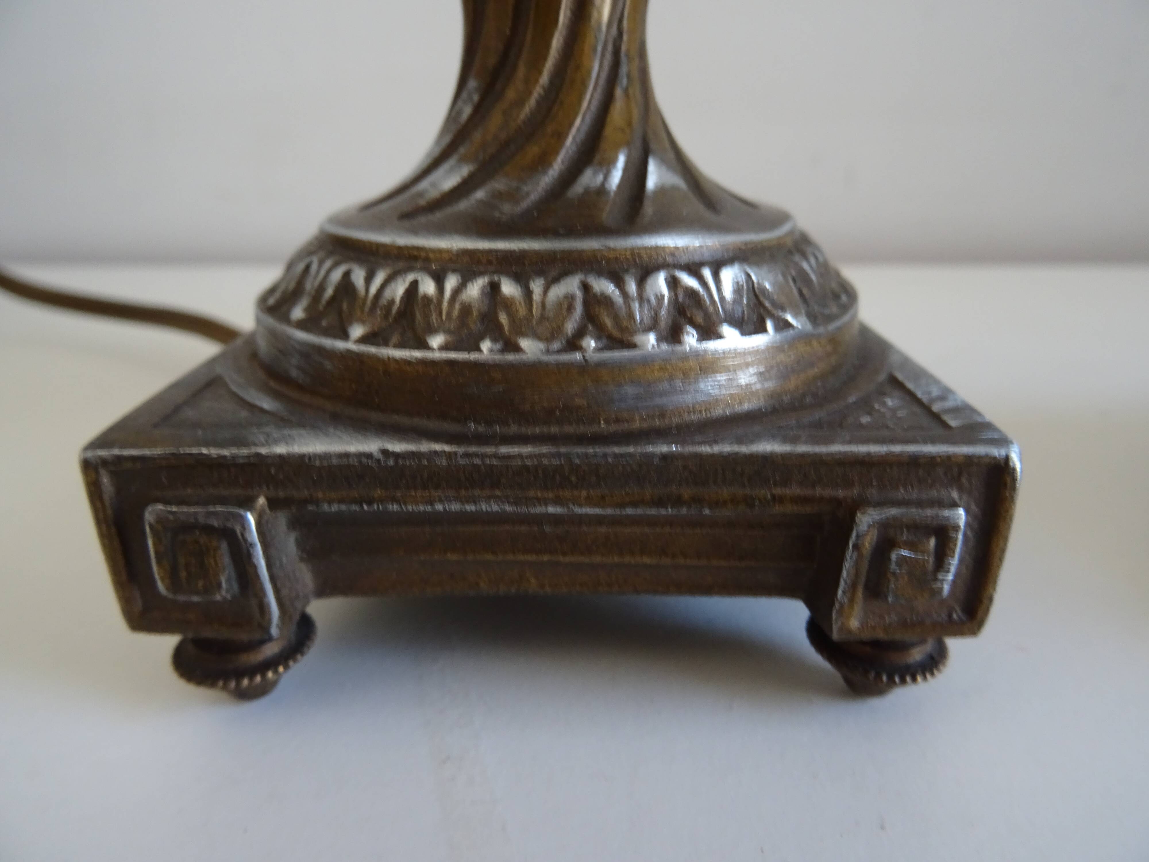 Pair of Louis XVI style lion and cherub decoration lamps