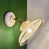 Vintage wall lamp with white and gold granite glass shade