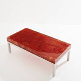 Marie-Claude De Fouquières orange fractal resin coffee table 1970