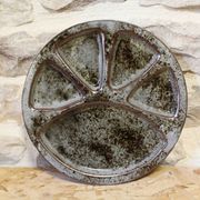 Set of 6 compartment plates in glazed stoneware by Chantal and Thierry Robert.