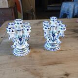 Pair of Tunisian ceramic candlesticks