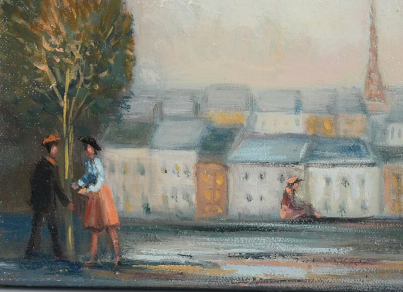 Michel Pabois: Paris, view over the rooftops, original oil on canvas signed.