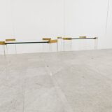 Lucite and brass coffee or side tables, 1970s