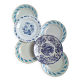 Assiettes plates bleu vintage
