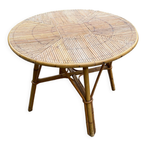 table en rotin vintage