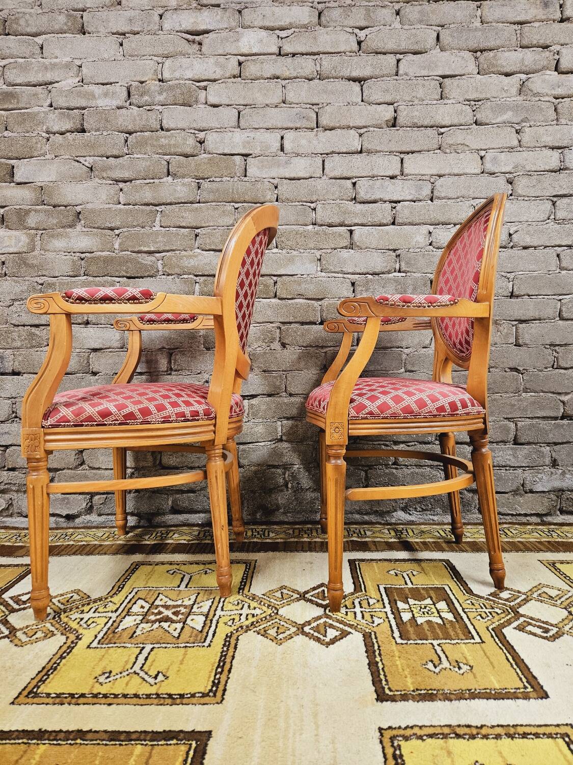Pair of Louis XV style Medallion armchairs