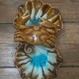 Empty crab pocket in enameled ceramic, vintage 70s