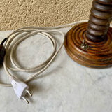 Vintage turned wooden lamp from the 1960s in the style of Charles Dudouyt.