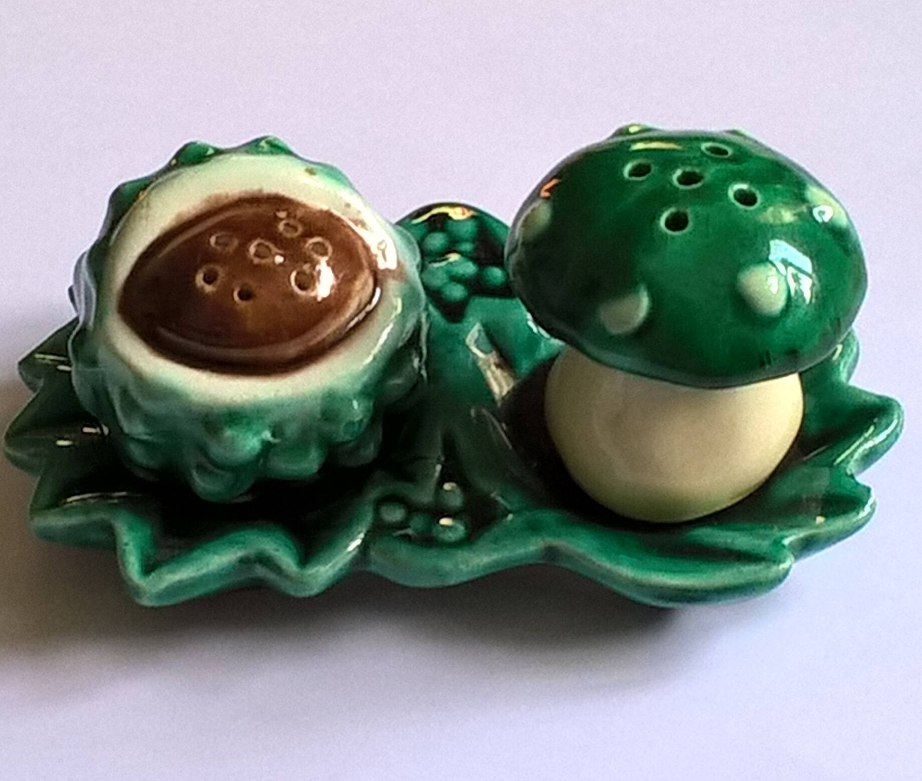 Vintage ceramic lot autumn salt pepper mushroom chestnut