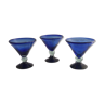 Trio de coupelles en verre soufflé bouche bleu vintage