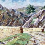 Oil painting on wood Janon valley landscape signed 1957