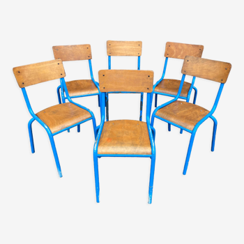 6 chaises d'école 70s industrielle école vintage collectivités Mullca gaston cavaillon