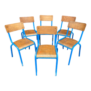 6 chaises d'école 70s industrielle