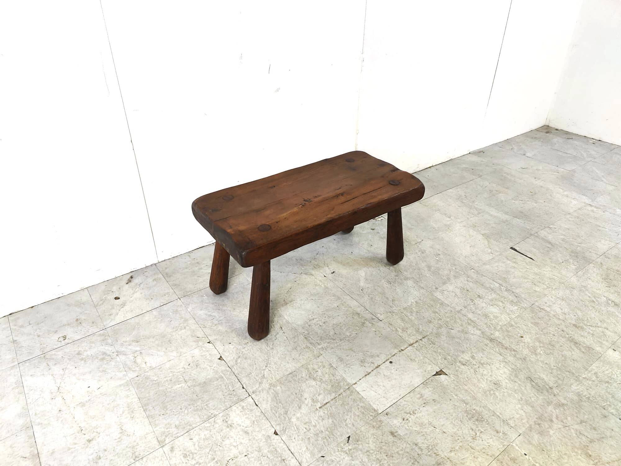 Solid wooden brutalist coffee table, 1960s