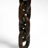 1970s XL Coffee Table Made of Nautical Iron Chain and a Thick Smoked Glass