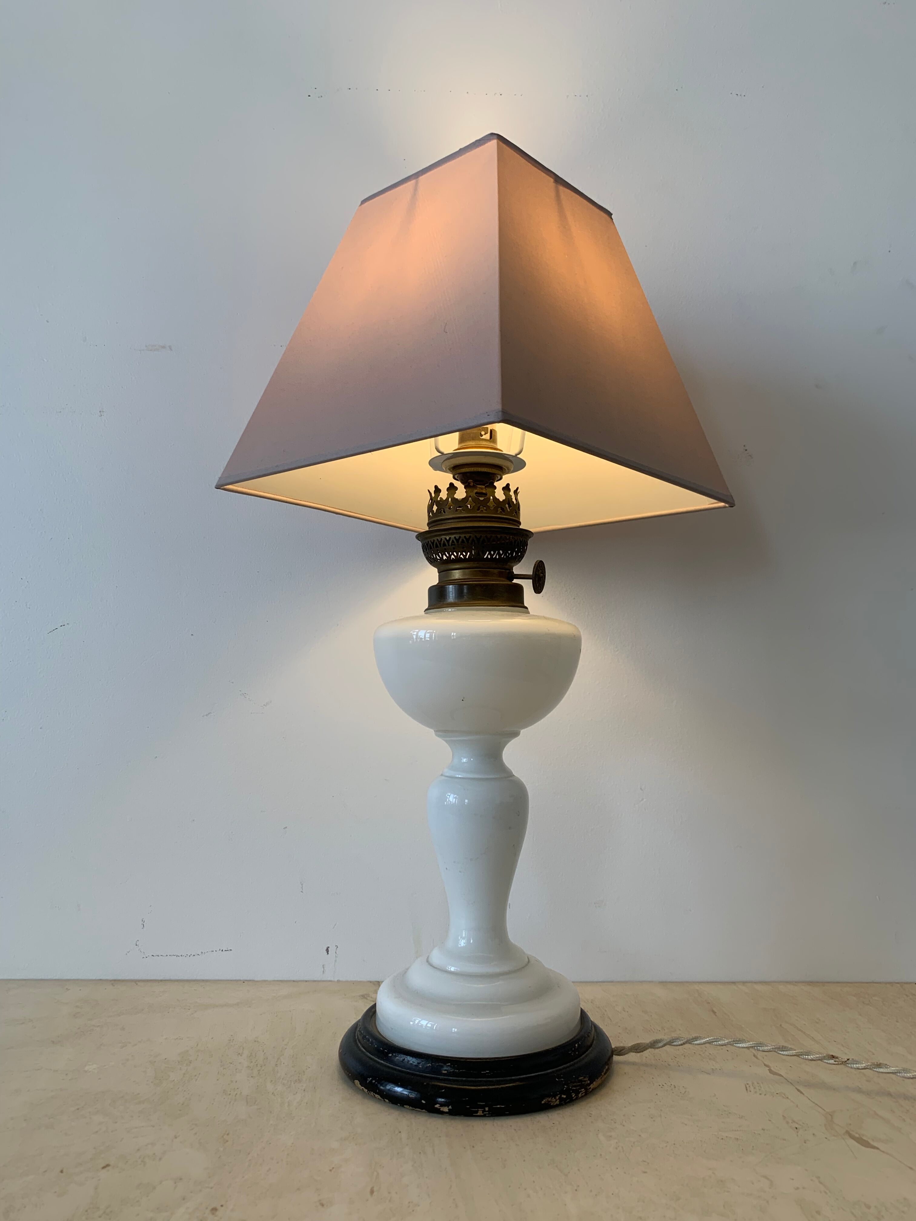 Antique opaline table lamp