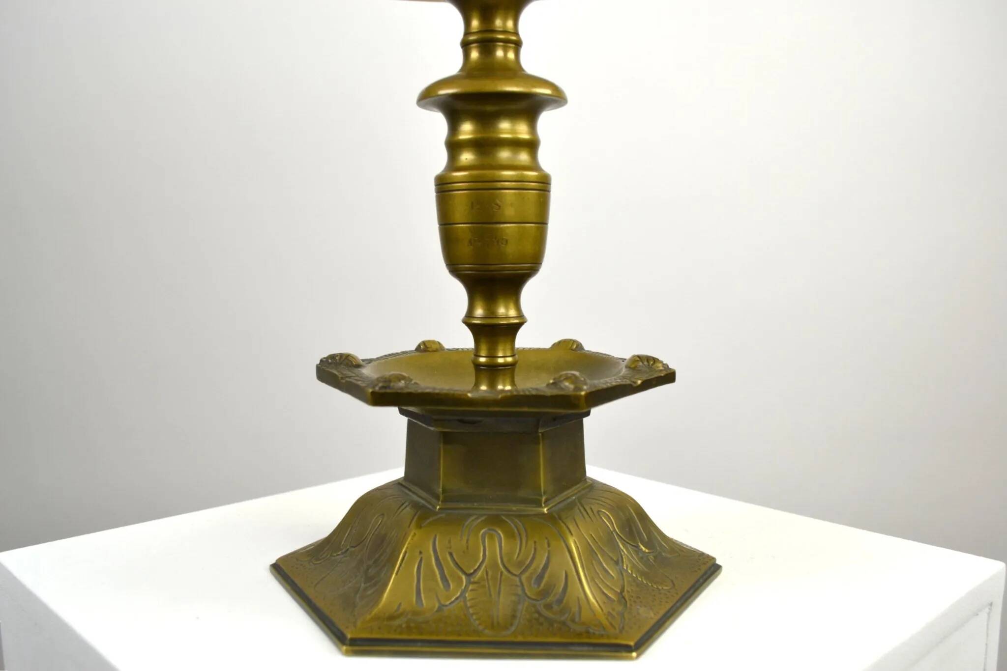 Solid Brass Table Lamp by Oscar Antonssons for Ystad-Metall, Sweden, 1940s