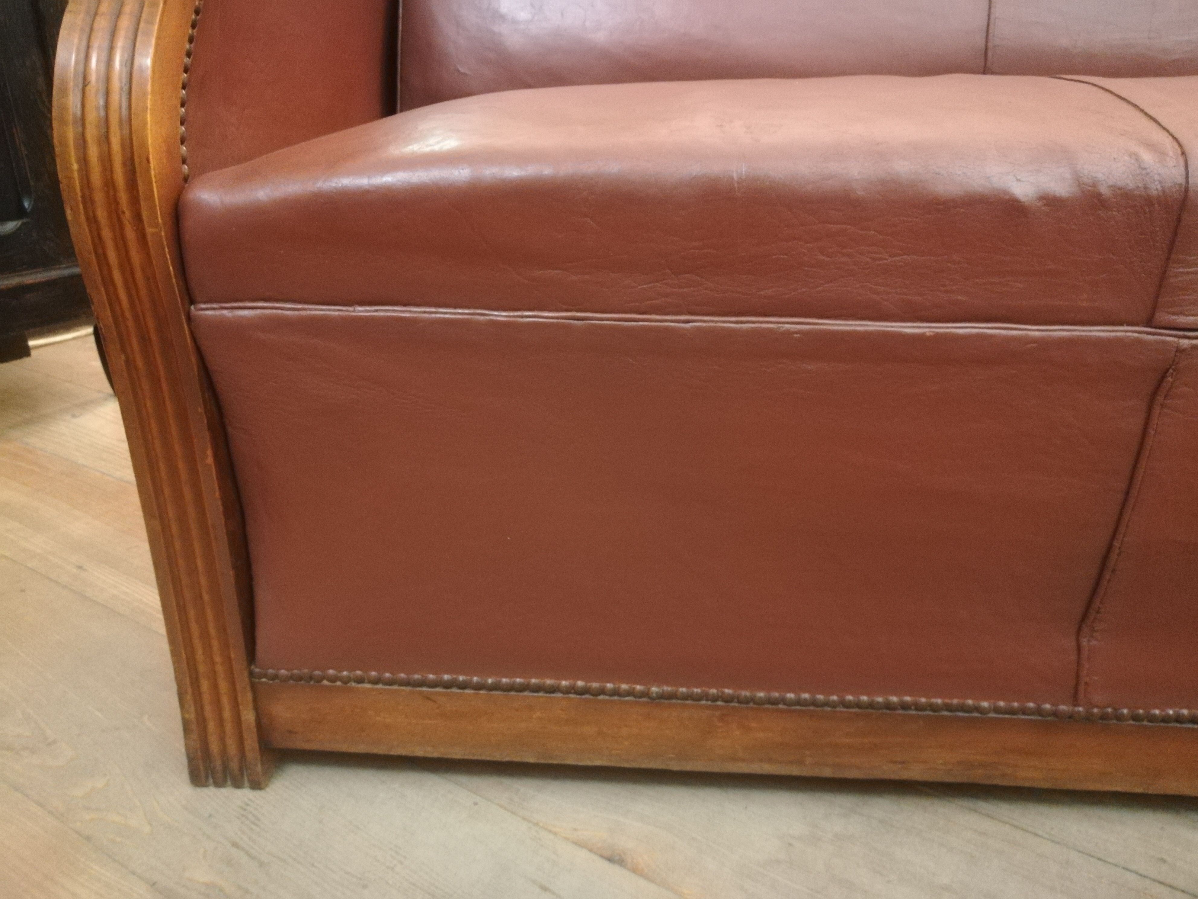 Leather art deco sofa