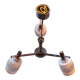 Chandelier 3 arms teak, metal and cut glass