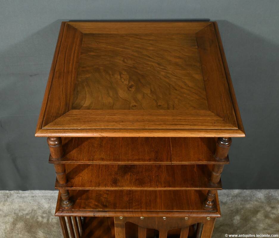 Revolving Walnut Bookcase, stamped G.Lancelin – 1900