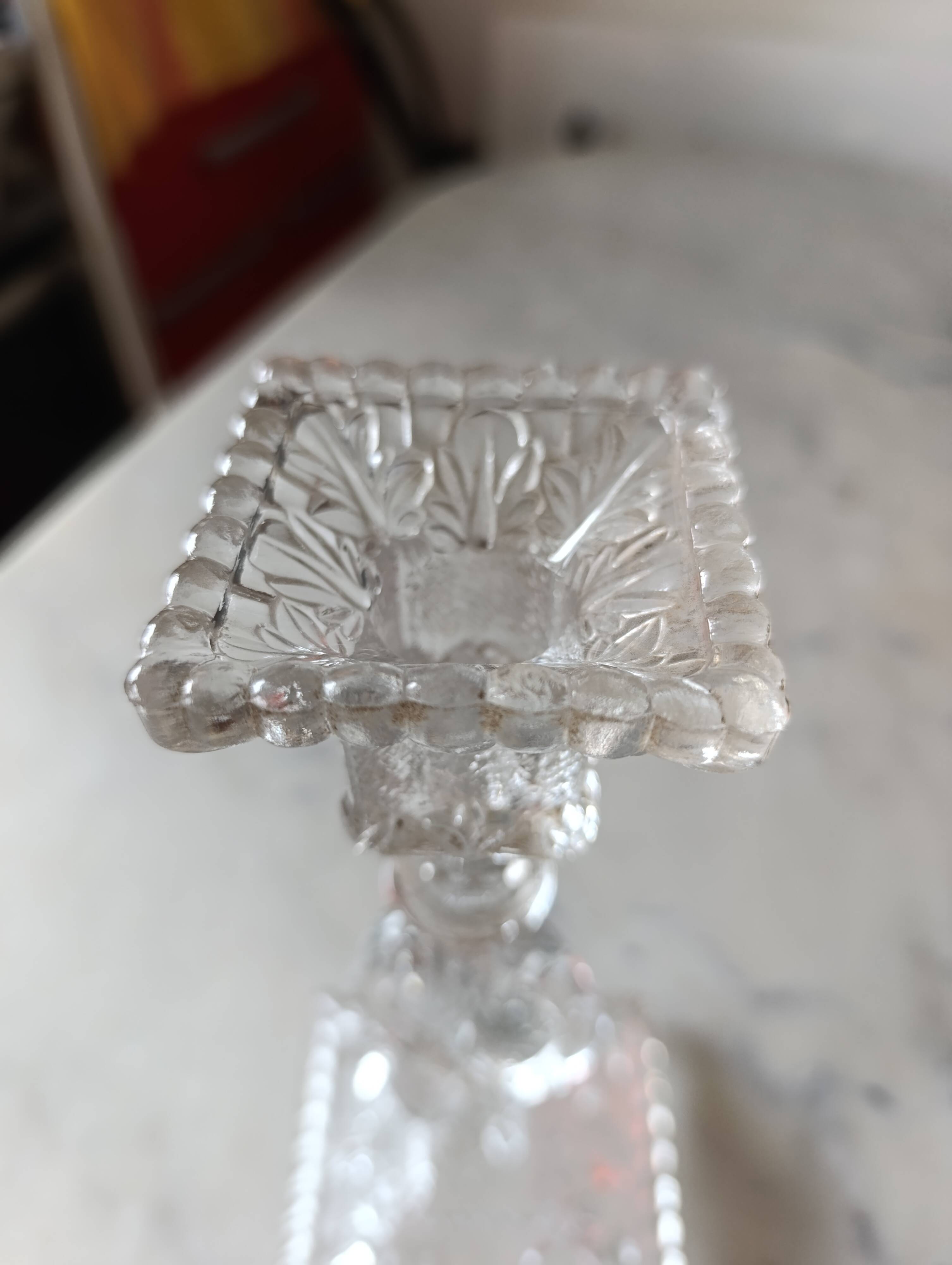 Moulded glass candlestick portieux