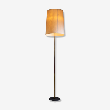 Lampadaire scandinave teck et laiton