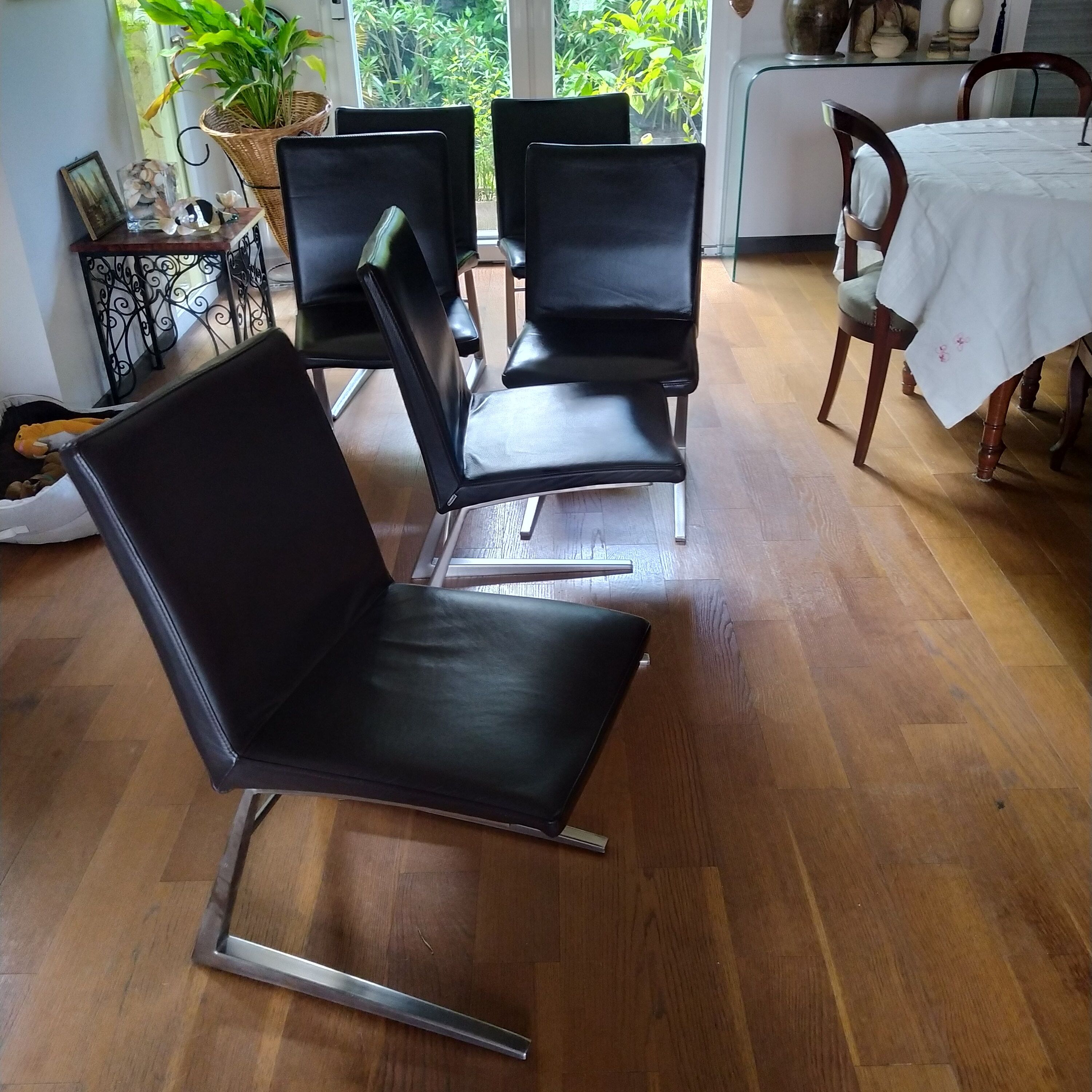 6 leather chairs mariposa deluxe boconcept | Selency