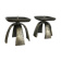 Set of 2 Modernist Vintage 1970s Sculptural Brutalist Metal Candleholder, France