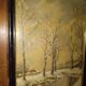 Old framed painting, oil "Wood under the snow", signed