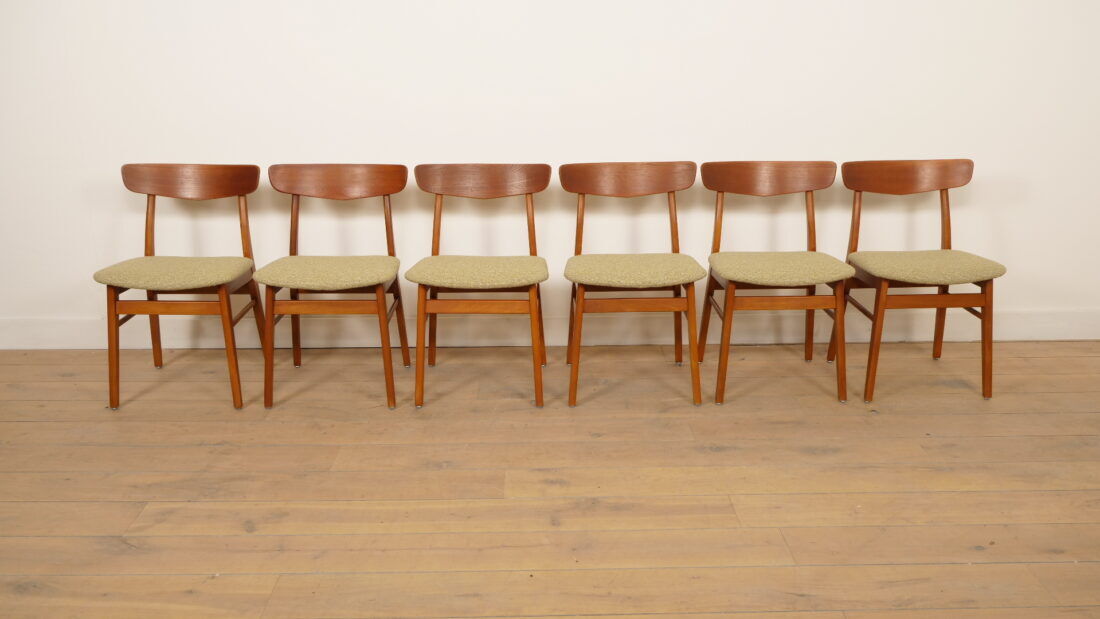 6 x dining chairs | Farstrup | Model 210 | Reupholstered | Green