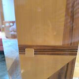 Postmodern octagonal gueridon in sycamore and rosewood, 1980–1990