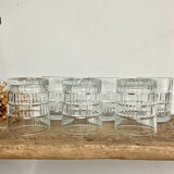 6 vintage Préfontaines whisky glasses