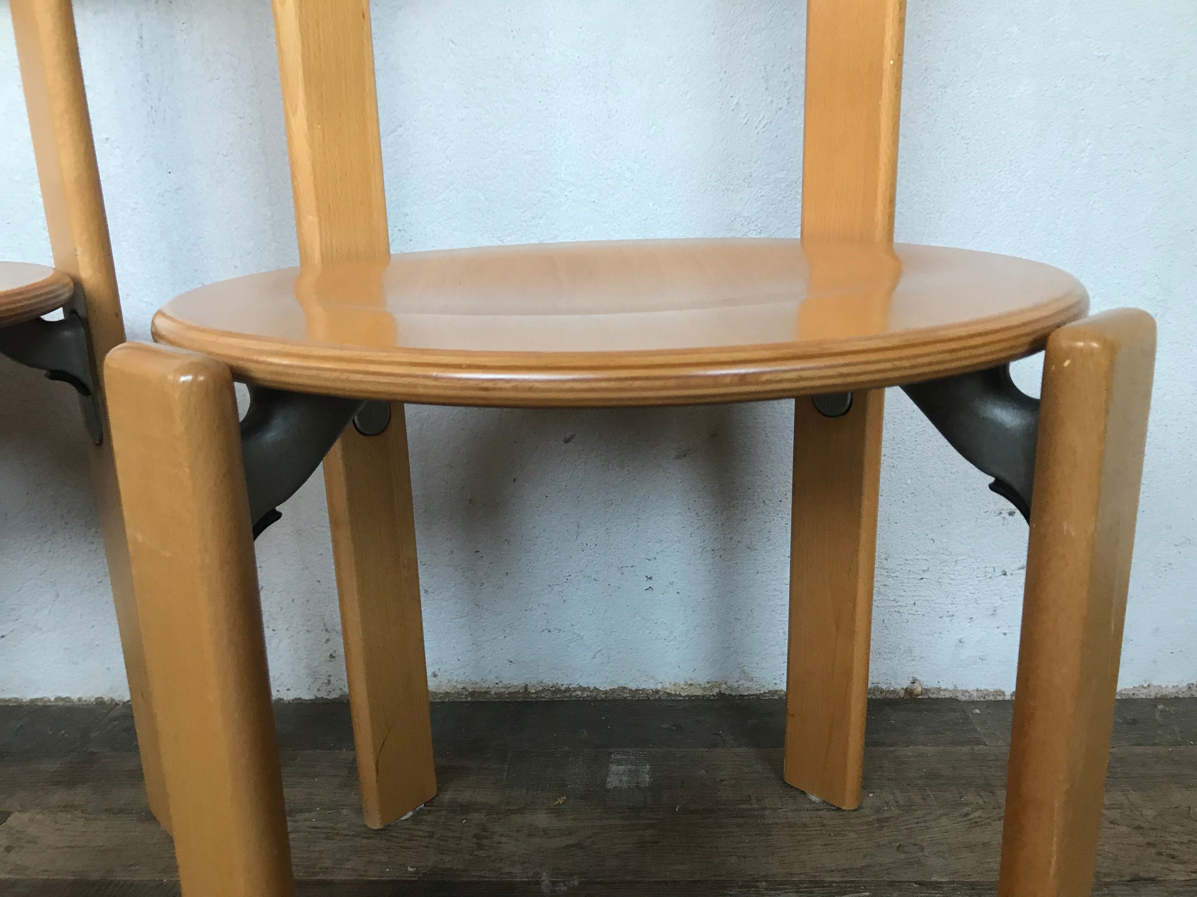 Series of 4 chairs model 3300 designer Bruno Rey design Kusch - co 1970 vintage