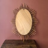 Oval rattan sun mirror
