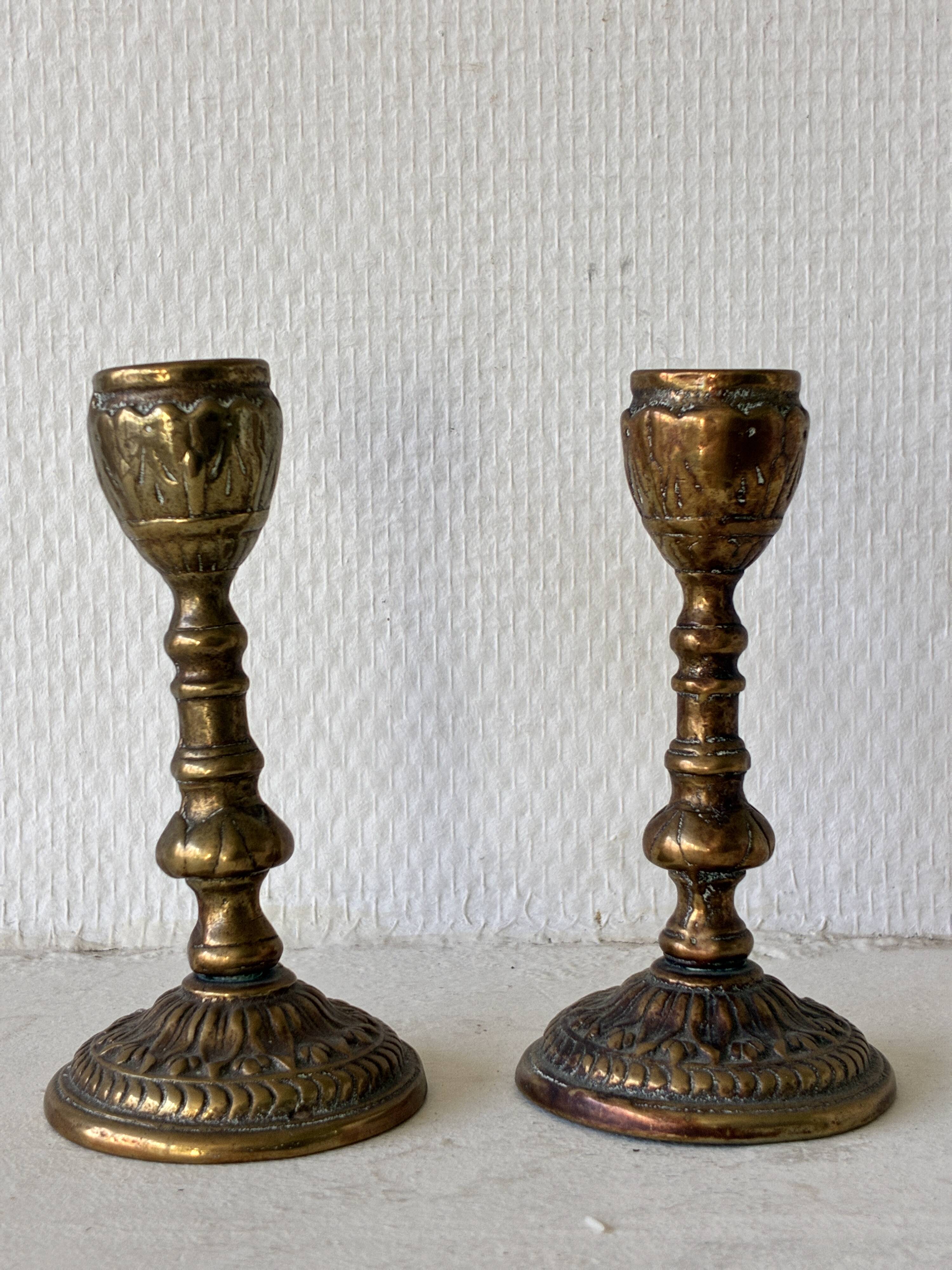 Pair of bronze candlesticks