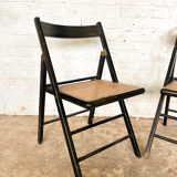 Ancienne paire de chaises pliantes cannage