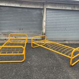 Pair of metal beds by Marc Berthier, Twenty Tube collection, 1972