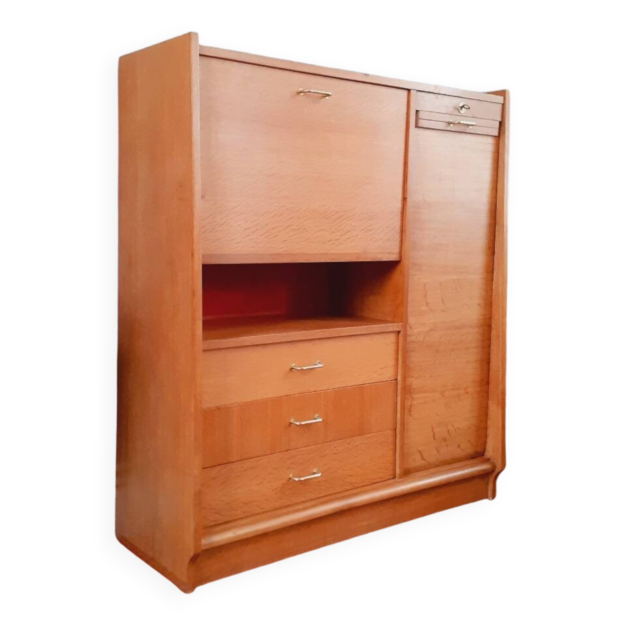 Meuble de bureau vintage année 50 en chêne