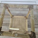 Wicker coffee table with glass top