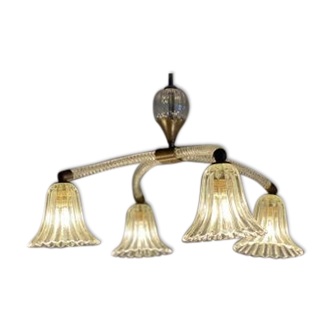 Murano glass chandelier 4 light arms circa 1940