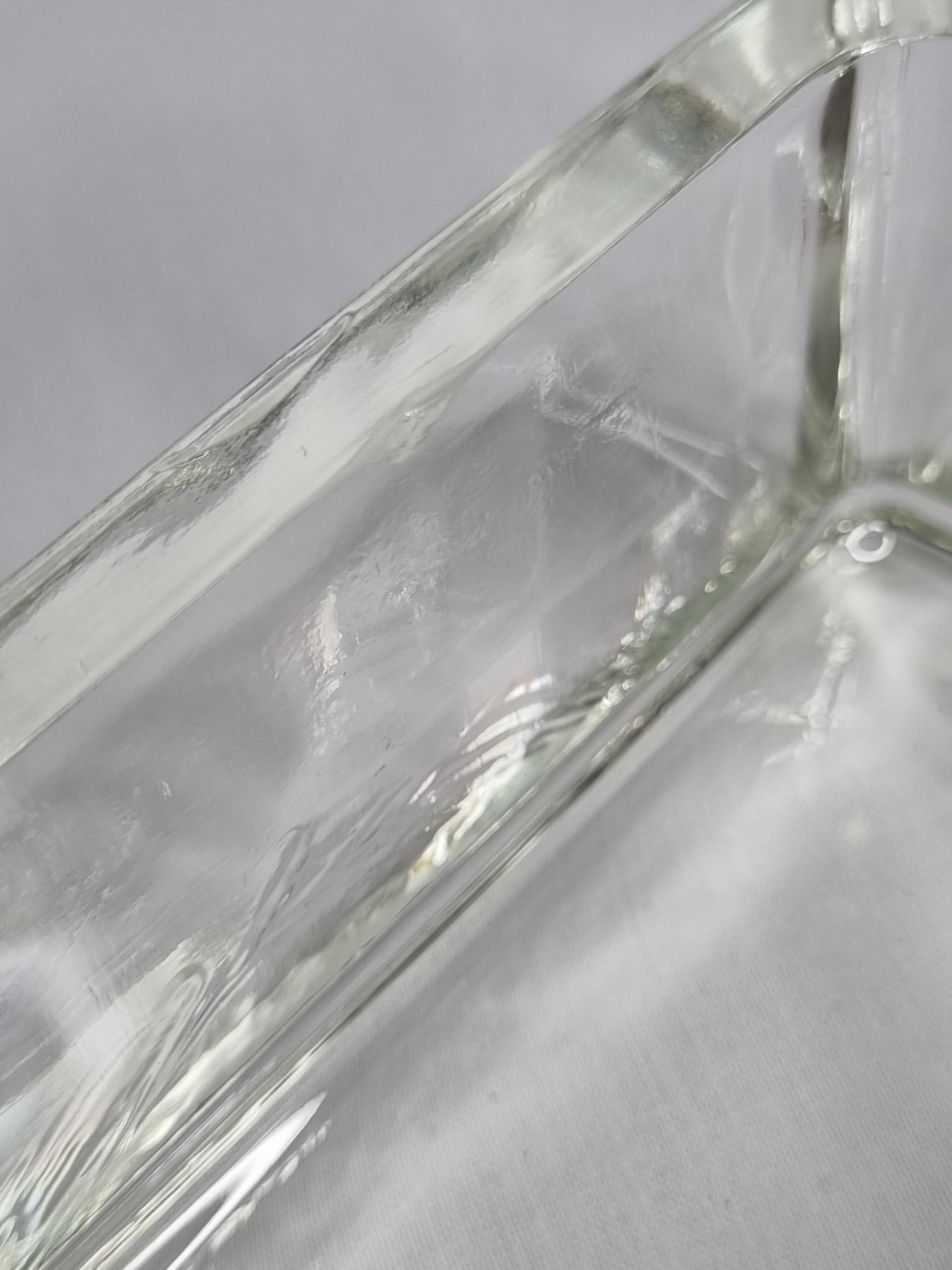 Vintage square Lumax catchall in thick transparent glass 11 x 11 x 6 cm