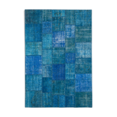 Handmade Anatolian Overdyed 206 cm x 298 cm Blue Patchwork Carpet