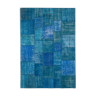 Tapis anatolien surteint fait à la main 206 cm x 298 cm tapis patchwork bleu