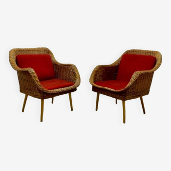Rattan Lounge Chairs, set of 2