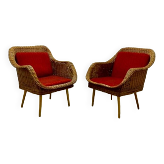 Rattan Lounge Chairs, set of 2