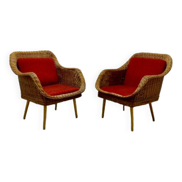 Chaises longues en rotin, ensemble de 2