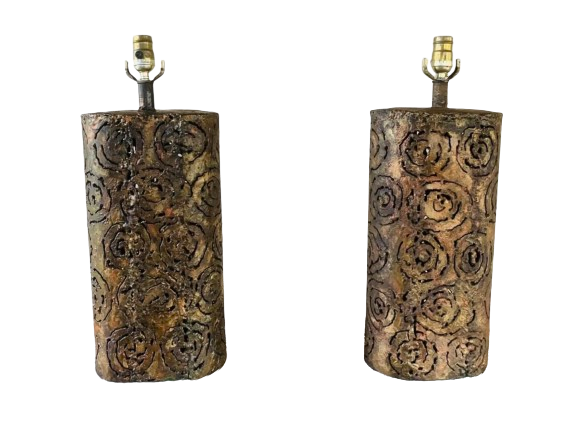 Pair of Brutalist table lamps by Irv Bramberg, 1960s